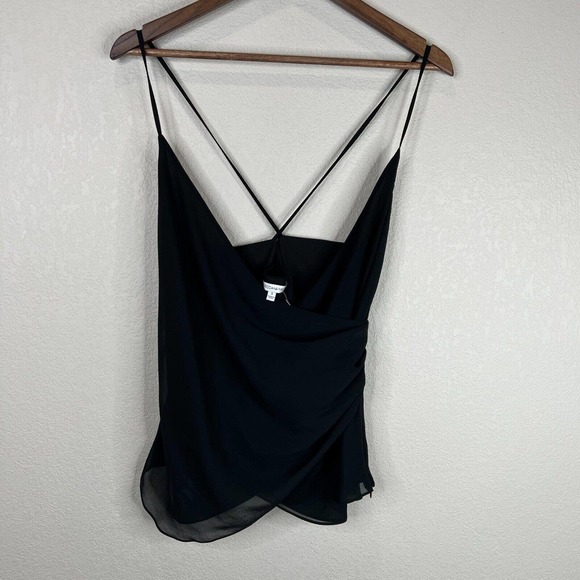 Rebecca Minkoff Women's Wrapped Camisole Top Cross Back Strap Black‎ Size S - Picture 1 of 11